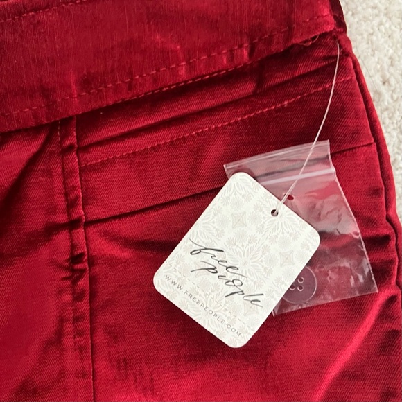 Free People Walk With You Velvet High Rise Trousers in Cherry Juice Size 14 - Picture 8 of 14